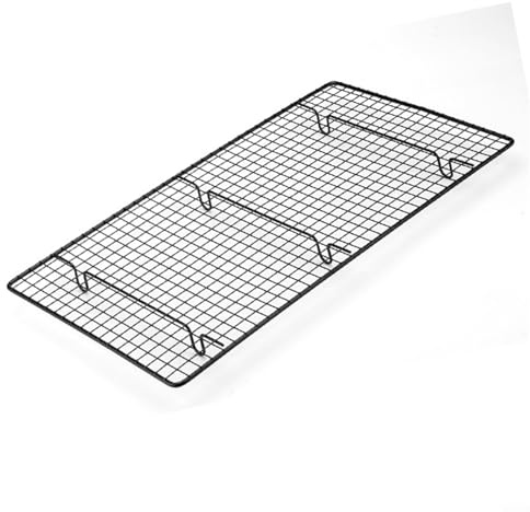 NINMORTH Rejilla de refrigeración de hierro resistente para hornear, asar, asar y secar, rejilla de alambre negro de 46 x 26 cm con pies elevados para un flujo de aire óptimo y resultados crujientes