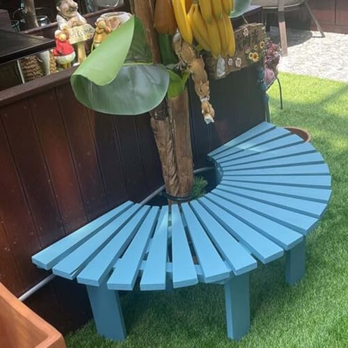 Asientos De Patio Curvos Banco De Árbol Semicircular Bancos De Jardín Al Aire Libre Envolventes - Banco De Listones Resistente A La Intemperie para El Patio Trasero del Parque(Azul,Half Round)