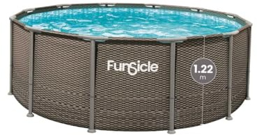 FUNSICLE Piscine Tubulaire Ronde Oasis à Hublot - avec Épurateur - Échelle de Sécurité - Bâche de Protection - Tapis de Sol e | PVC, renforcé, durable, stable, usage jardin et piscine, extérieur, qualité professionnelle, finition soignée