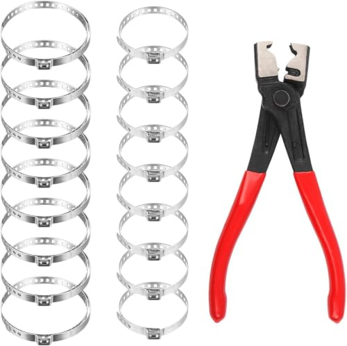 Dexpally 17 Stück CV Achsmanschetten Schellen, Edelstahl CV Schlauchschellen Set, Schellen 25-50mm und 50-120mm Schlauchschellen, Eine Rote Klemmzange, für Zuhause, die Meisten Auto
