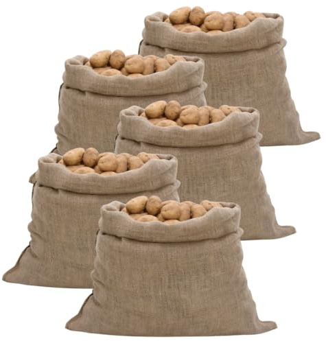 Runheo jutesäckar 5 st. 100 x 110 cm 100 % jute 220 g/m², slitstark väska för förvaring, transport, växt- och bostadsdekoration, utrymmesbesparande, vikbar