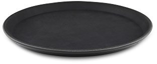 Grunwerg Vassoio per Alimenti in plastica Super gommata Antiscivolo e Antisdrucciolo, Nero, 27cm Diametro