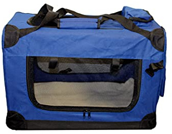 walexo Faltbare Hundebox Hundetransportbox Katzentransportbox Katzenbox (BLAU, XL)