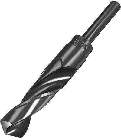 sourcing map 22 mm Bohrer mit reduziertem Schaft HSS 9341 schwarz oxidiert mit 1/2 Zoll Zylinderschaft