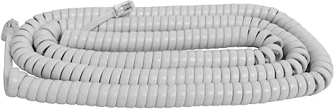 The VoIP Lounge 25 Foot Long White Handset Curly Cord for Landline Phone