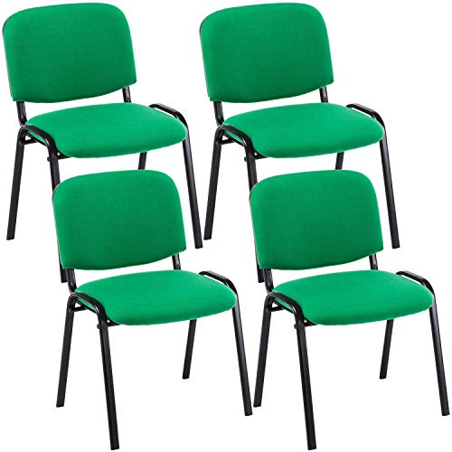 CLP Lot De 4 Chaises Visiteur Empilables Ken en Tissu I Chaise De Salle De Reception Confortable avec Dossier Pieds en Métal Robuste, Couleur:Vert