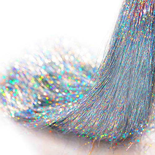 BOAO 10000 Strands Tinsel Icicles Iridescent Tinsel Foil Fringe Garland for Christmas Xmas Tree Decorations Graduation Party Supplies Holiday Hair Decor (Silver)