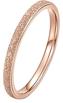 HIJONES Damen Sandgestrahlter Stapelbarer Ring aus Edelstahl Knuckle Midi Ring 2mm Roségold Größe 57
