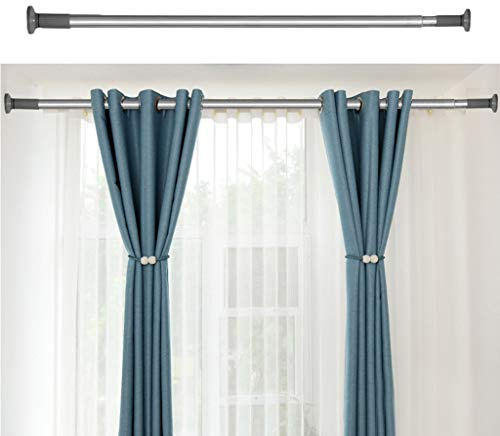Teleskopstange zum Klemmen 128-177cm, Ø32mm Vorhangstange Ohne Bohren | Edelstahl Duschvorhangstange, Teleskop Klemmstange für Fenster, Vorhänge, Dusche, Küche. ideal für Mietwohnung (Silber)