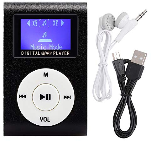 Annadue Tragbarer MP3-Player, 0,8-Zoll-LCD-Bildschirm, Digital-MP3-Musik-Player, Metall-Miniclip, MP3-Unterstützung, Speicherkarte mit 3,5-mm-Kopfhörer