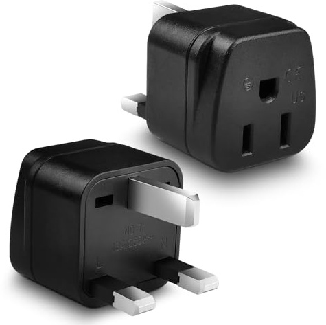 US to UK Plug Adapter, USA to UK Plug Adapter | American Canada Mexico Japan to British Grounded Converter Travel Adaptor(2 Pack Black)