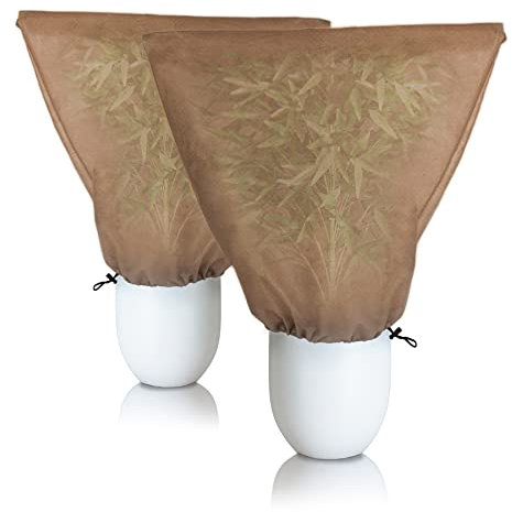 BigDean 2er Set XXL Winterschutz Kübelpflanzensack 120 x 180 cm BRAUN Pflanzenschutzsack Wintervlies Schutzhaube Vlieshaube für Pflanzen extra stark