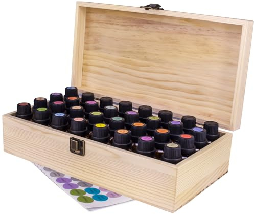 Guolich Eterisk olja förvaringslåda trä eterisk olja display manager 32-fack hållare 15 ml flaska nagellack samling