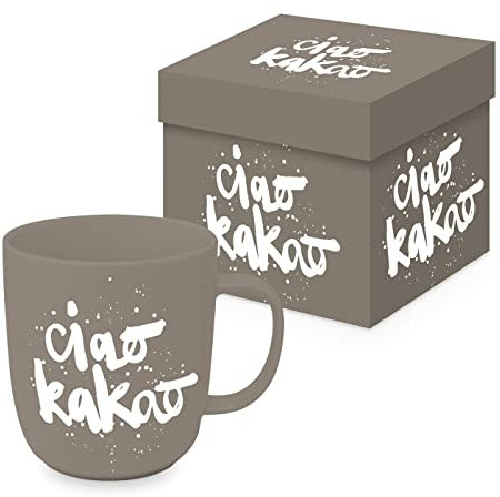 ReWu Becher Tasse aus Porzellan Ciao Kakao Geschenkverpackung Henkelbecher Kaffebecher Trinkbecher Mug 0,4L