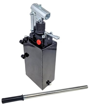 Flowfit Hydraulische Doppeltwirkende Handpumpe 45cc für doppeltwirkenden Zylinder Montiert mit einem Tank 600mm Handhebel enthalten (3 Liter/ohne Überdruckventil)