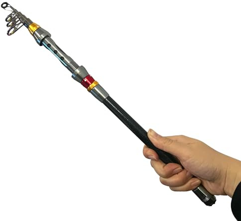 Dingbear Teleskop-Angelrute – Carbon-Mini-Angelrute Meeresangelrute mit Großer Reichweite Nicht Leicht Zu Brechen Leicht zu Tragen Geeignet Für Flüsse Seen und Ozeane(Grau-1,8M)