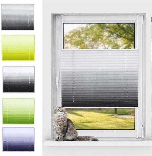 Plissee ohne Bohren Klemmfix 50 x 80 cm Sonnenschutz und Sichtschutz lichtdurchlässig Jalousie für Fenster & Tür mit Klemmträger für Fenster & Tür, Grau