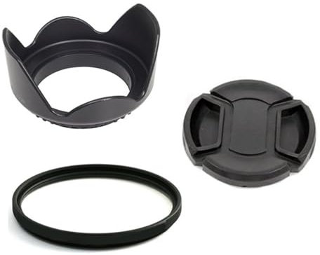 52 mm Flower Gegenlichtblende + UV-Filter + 52 mm Objektivdeckel, for Canon EOS 400D 550D 500D 600D 1100D for Nikon D80 D50 D7000 D3100 DSLR