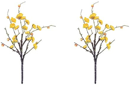 Cabilock 2piezas Rama De Flores De Ciruelo Artificiales De Ramo Decorativo Lifelike Color Amarillo para Bodas Hogar y Eventos para Arreglos