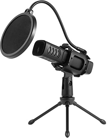 COMETX USB Cardioid Condenser Microphone USB Microphone Cardioid Condenser Mic with Tripod Stand Pop Filter Shock Mount for Gaming Streaming Podcasting Compatible with PC Laptop Smartphone