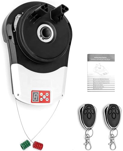 Automatic Roll Up Door Opener Motor,Roll Up Garage Door Opener,with 2 Remote,Auto Garage Roller Door,Electric Garage Roller Door Opener,for Garage Warehouse Store Barn Farm