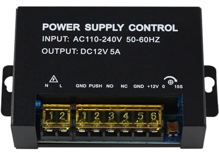 Gaocinys Sistema de Control de Acceso, Transformador de alimentación Especial, 12 VCC, Salida para Cerradura de Puerta eléctrica, Entrada 110-240 Vac (12VDC/5A)
