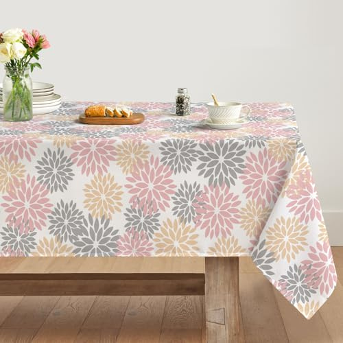Artoid Mode Nappe d'automne motif fleurs roses dahlias 140 x 180 cm, protection saisonnière contre les taches, linge de cuisine, décoration de vacances, décoration de fête