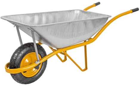 VITO - Brouette de Chantier 85 litres Galvanisée Caisse carrée Roues gonflées