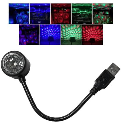 Sylvil USB Star Night Light Projector, Adjustable Car Roof Sound Activated Star Light with 9 Functional Modes, Portable LED Ambient Lamp for Vehicle Interior Decor, Car Accessories