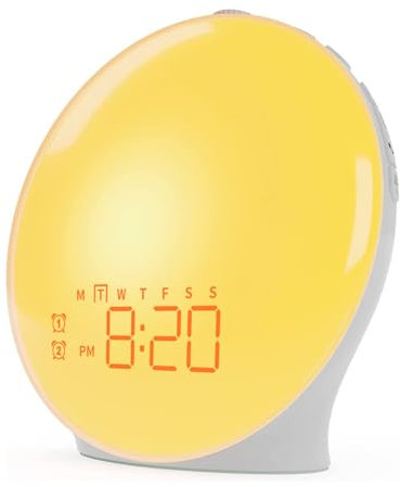 TsoLay Wake-up-Light-Sonnenaufgang-Wecker, Wake-up-Light Mit Sonnenaufgangs-/Sonnenuntergangssimulation, 7 Alarmtöne, 16 Lautstärkestufen Und 20 Einstellbare Lichthelligkeitsstufen, Für Kinder