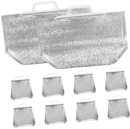 Anneome 10 Stück Isolierte Lebensmitteltragetaschen Mit Aluminiumfolie Und Baumwollkunststoff 3mm Verstärkt Faltbar Mit Tragegriff Thermotaschen Für Picknick Restaurant Und Reisen