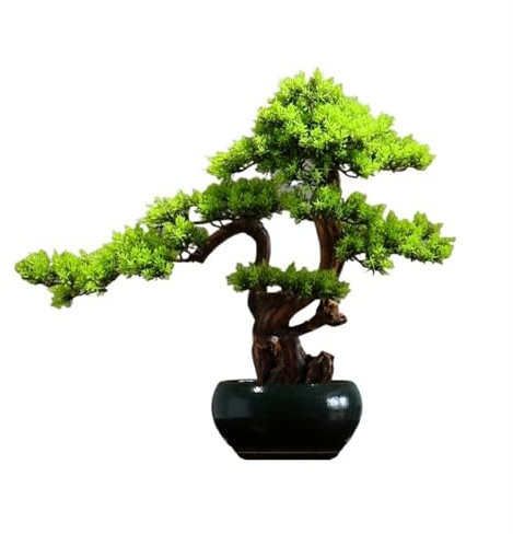 FUHAI-666 Kunstpflanze Chinesische Hotel Desktop Landschaftsbau Künstliche Zypresse Blätter Topf Bonsai Ornamente Simulation Baum Künstlicher Bonsai-Baum