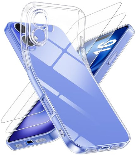 Qasyfanc Kameraschutzhülle für iPhone 16 Hülle, Durchsichtig | Inklusive 2 Stück Schutzfolie, Dünne Handyhülle Case Anti-Kratzer Weiche Silikon Schutzhülle für iPhone 16