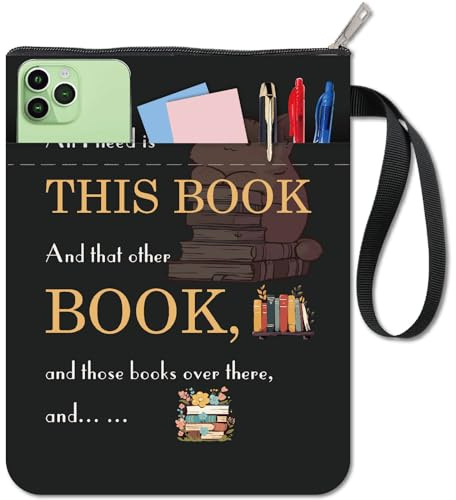 craspire Schwarze Buchhülle Mit Wörtern Buchumschläge Mit Katzenmotiv Buchschutz Für Taschenbücher Waschbarer Buchumschlag Aus Stoff Mit Reißverschluss Und Zusätzlicher Ärmeltasche Für Buchliebhaber