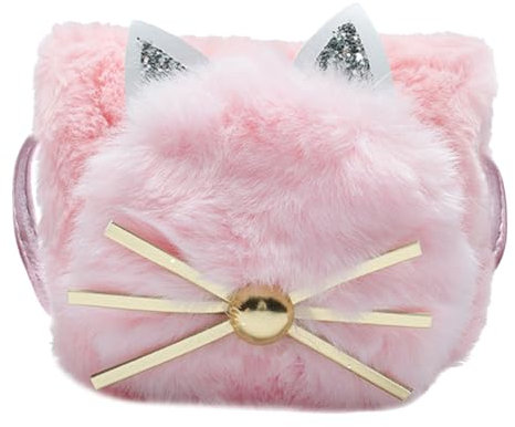 SOIMISS Katzen Umhängetasche Plüsch Für Mädchen Süße Cartoon Tasche Flauschige Katzen Handtasche Weiche Umhängetasche Für Kinder Für Schule Reisen Und Partys