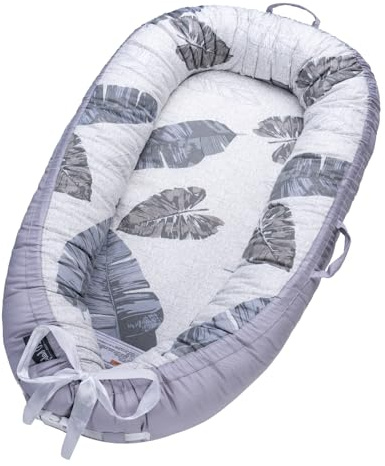 Infant Support Cushions | Baby Lounger | Organic Cotton Infant Lounger | Reversible, Adjustable & Portable Floor Lounger | Supervised Use | Soft, Breathable, Washable Cover(Leaf)