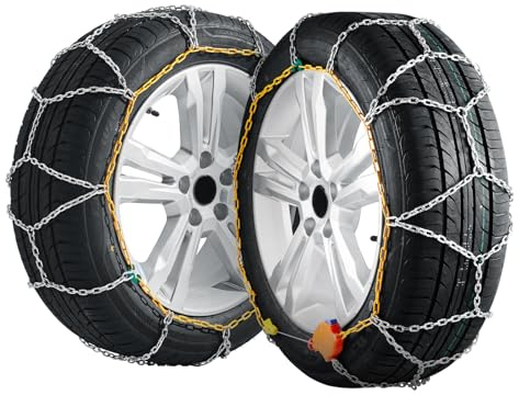 VEVOR Catene da Neve per Auto 2 Pezzi, Catene da Pneumatico Antiscivolo, Realizzate in Acciaio Legato al Manganese, Guida Sicura, Accessori di Emergenza per Auto, Furgoni, SUV e Camion, Pickup