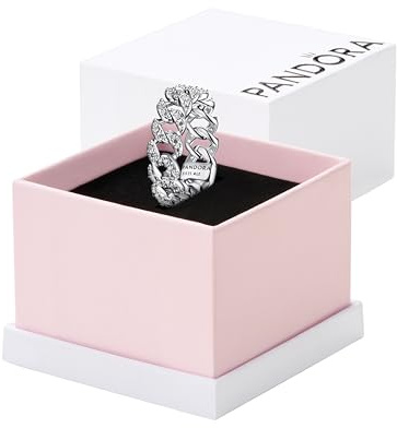 PANDORA Anello da donna in argento pavé 193557C01, 54/17,2, Argento sterling, Zirconia cubica