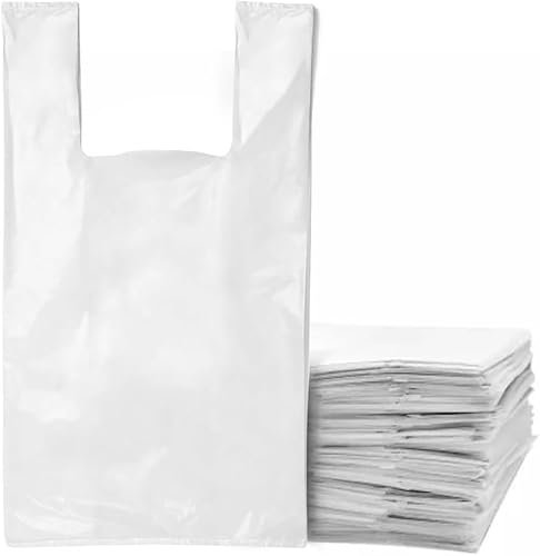 NCS35® 100+ Strong Super Jumbo White 16X24X30 Vest Carrier Bags with Handles Multi-Purpose Heavy Duty Plastic Bags Use for Shopping Takeaway, Groceries or use in Kitchen, Cake Shops