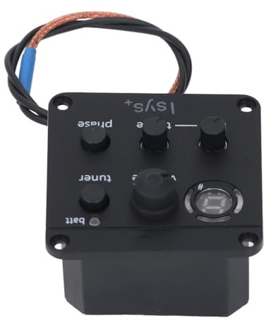 Fockety Gitarren-Tonabnehmer-Vorverstärker, Gitarren-EQ-Equalizer, Lautstärke, Bass, Höhen, Phasenkontrolle, Integrierter 7-Segment-LED-Tuner, Gitarren-Vorverstärker,