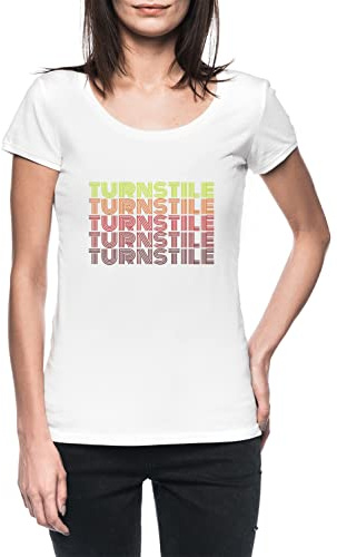 Luxogo Turnstile Vintage Femme Blanc T-Shirt Manches Cortes Women's White T-Shirt