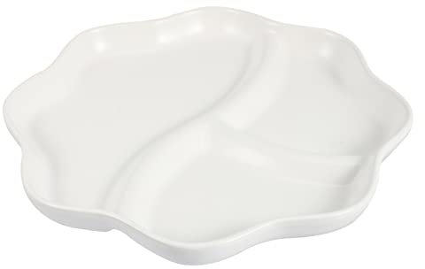 DECHOUS 1pezzi Piatto in Ceramica Tre Piatto per Colazione Tre da Portata Diviso Materiale di Qualità Alimentare Design Conciso e Unico Adatto per Cucine Domestiche e Ristoranti