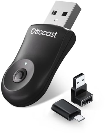 2026 Verbesserter 2-in-1 Wireless CarPlay & Android Auto Adapter, OTTOCAST MINI Kabelloser CarPlay Adapter für iOS 10+ & Android 11+, Wandelt kabelgebundenes CarPlay in Wireless um (Schwarz)