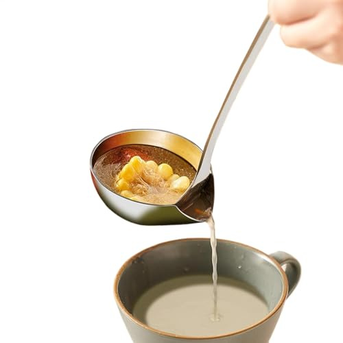 Skimmer olio per cucinare, cucchiaio separatore olio,Separatore grasso in acciaio - cazzuola, zuppa colander, elettrodomestici per il ristorante della cucina