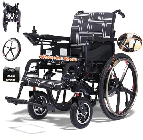 ZQHQKJ Faltbarer Elektrischer Rollstuhl für Senioren, 500W Motor, Lithium-Batterie, 150 kg Tragfähigkeit, 24 Zoll Hinterräder, Klappbar für Reisen mit Elektrobremsen und Federung,40A