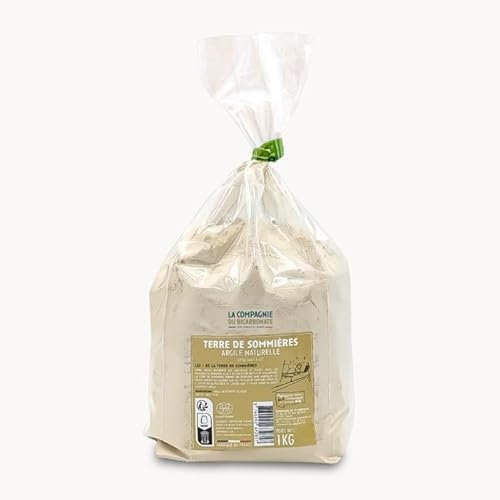 Terre de Sommières 1kg - Sachet Kraft, Écoresponsable, Détachant Naturel Textile, Tapis - Argile Bentonite Ultra-Absorbante - Multi-Usages Maison - Enleve Tache- La compagnie du Bicarbonate