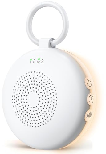 YGiTK Machine à Bruit Blanc Portable avec 12 Sons Apaisants, Veilleuse et Fonction Mémoire, Appareil de Sommeil à Bruit Blanc avec Minuterie, Rechargeable, sans Fil, pour Bébé, Adulte, Méditation