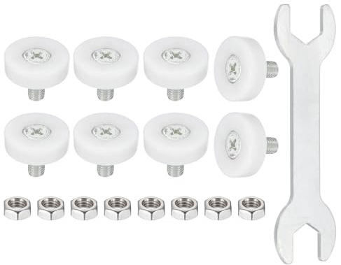 QUARKZMAN 22 mm Rotelle Box Doccia Cuscinetti Ruote Scorrevole Porta Universali con Vite e Chiave per Cassetti Portadocumenti Ricambi Fai Da Te Bianco, 8Pz