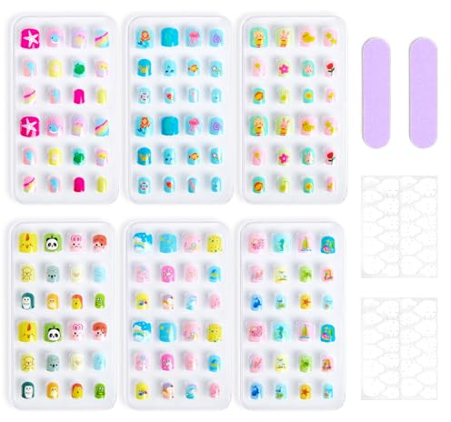 144 Stück Mini Künstliche Nägel - Süße Fingernägel Zum Aufkleben - Square, Kleine Größe Künstliche Fingernägel mit Diverse Tiere Designs - Einfach Zu Kleben Kunstnägel für Nail Art (B)