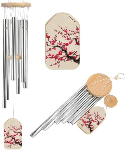 Carillon éolien à vent pour extérieur, motif floral japonais, fleurs de cerisier, 54,8 cm, pour cadeaux commémoratifs, décoration de jardin, terrasse